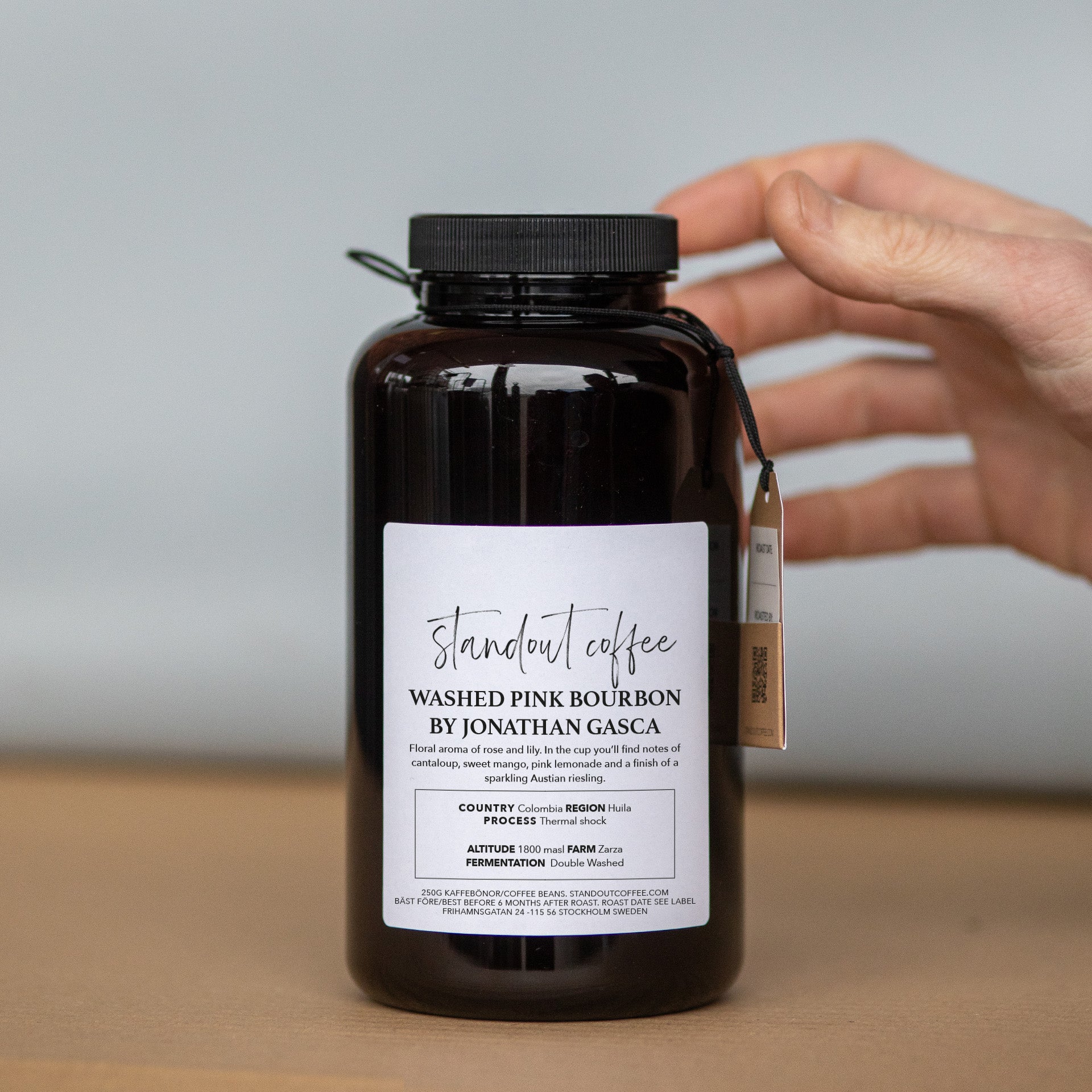 Double Ferment Thermal Shock Washed Pink Bourbon by Jonathan Gasca, Huila, Colombia